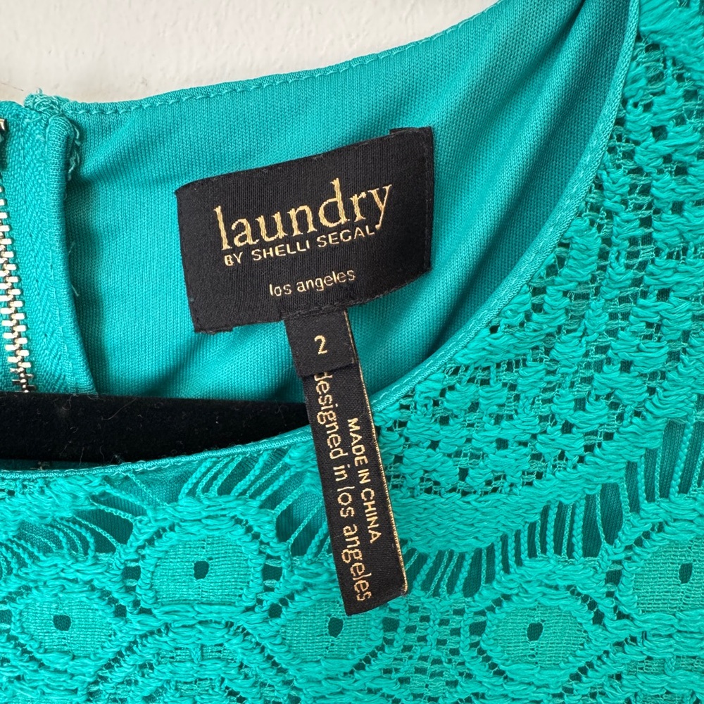 Laundry by Shelli Segal Lace Shift Dress - Teal, Women’s Size 2 - Picture 2 of 7